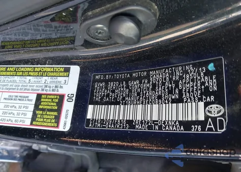 2014 Toyota Corolla Le Plus z USA, uszkodzony, nr VIN 2T1BURHEXEC089042